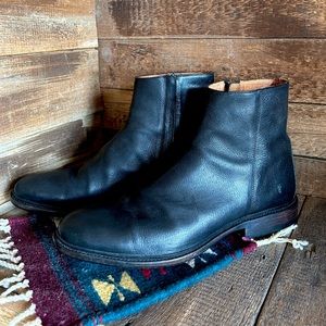 Men’s Black Leather Frye Ankle Boots